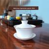 Bone China Small White Gaiwan Tea Set - 3-Piece Ceramic Tea Cup for Home, Office, or Tea House Reception.