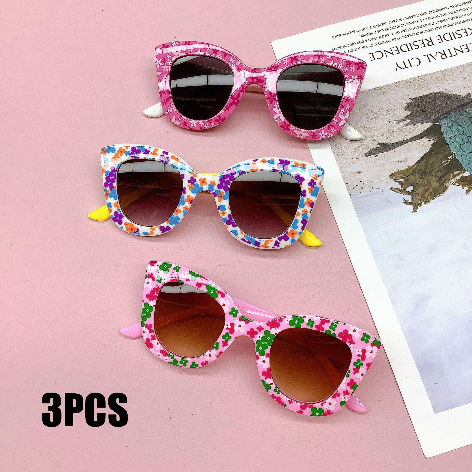 3PCS Personalized Frame Printed Girl Cute Decoration New Fashionable Cat Eye Children s Sunglasses