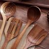 Wooden Cookware, Teak Cookware Non-stick Cookware Wooden Spoon Cookware, Natural Teak 100% Handmade, Without Any Lacquer Kitchen Wooden Utensil Set 5