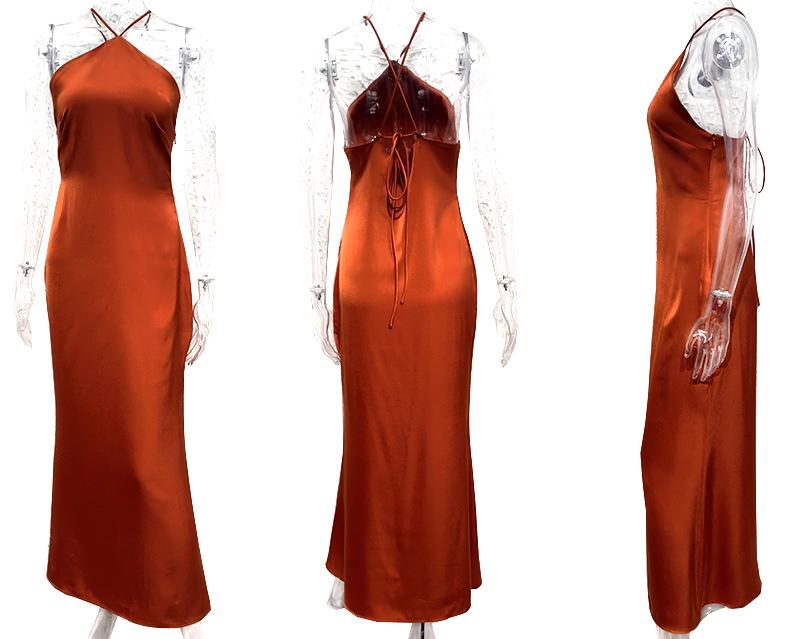 2024 Spring/Summer Sexy Solid Color Sleeveless Backless Slim Dress for Women
