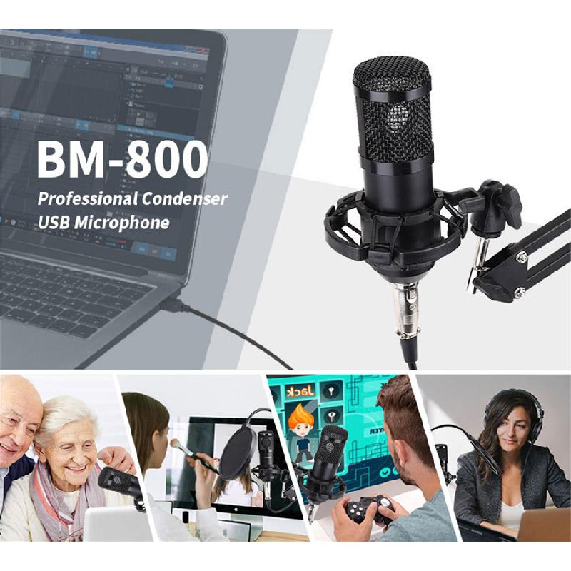 Bm-800 Condenser Microphone Kit With Bluetooth, Studio Filter, Boom Stand And Scissor Stand