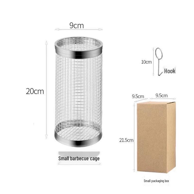 

304 Stainless Steel Rotating BBQ Smoker Cage - Portable Outdoor Grill Net