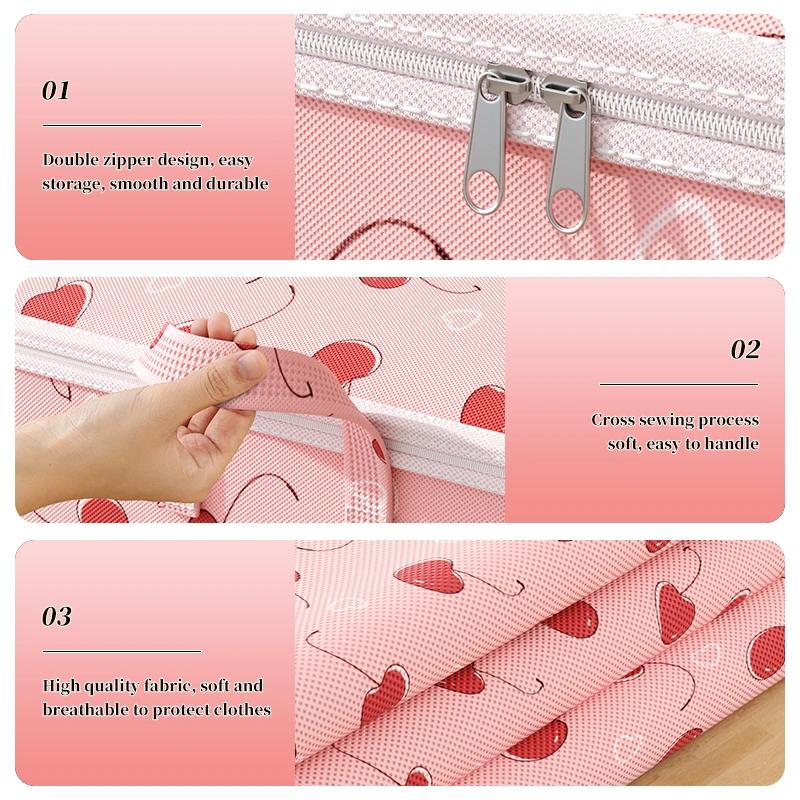 2pc Household Large Capacity Clothing Storage Bag Non-woven Material Wardrobe Organizer Quilt Storage Bag Clothing Storage Bag