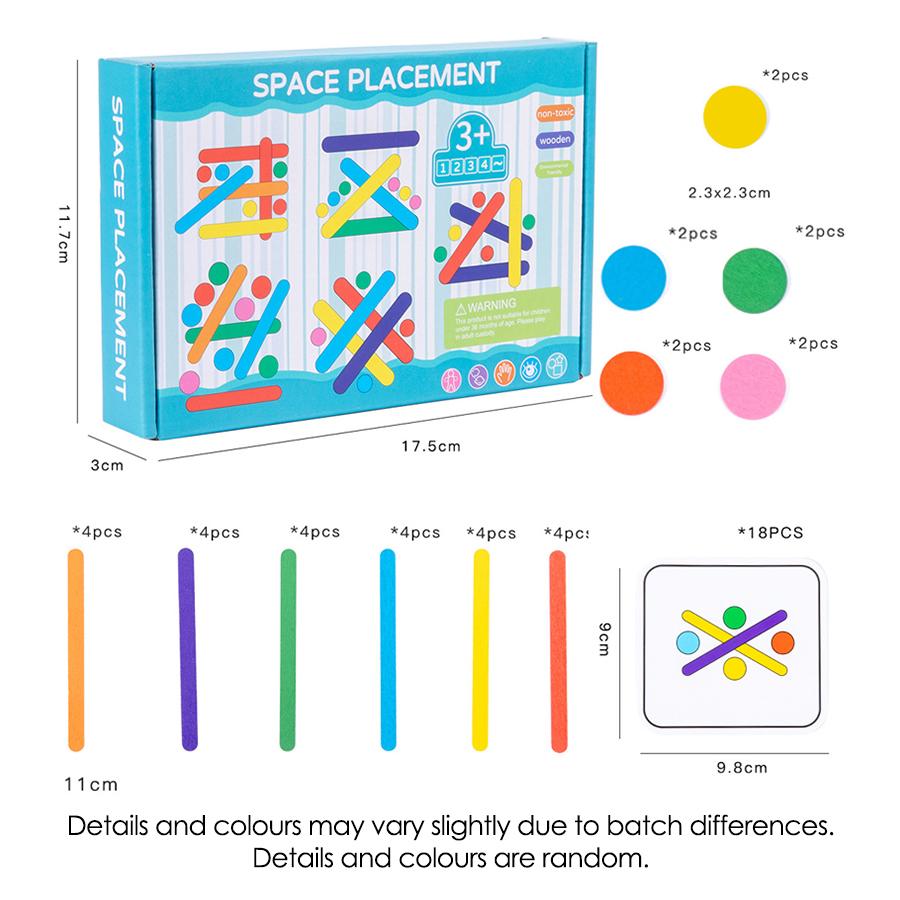 Children's Rainbow Stick Thinking Puzzle Wooden DIY Ice Cream Stick Puzzle Challenge Table Games Montessori Educational Toys