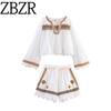 Za Autumn New Women Clothes 2025 Western Style Fashion Simple Embroidery Shirts Shorts 2903241 2903242