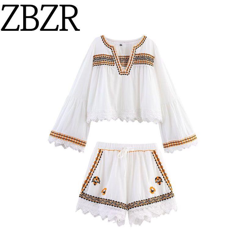 Za Autumn New Women Clothes 2025 Western Style Fashion Simple Embroidery Shirts Shorts 2903241 2903242