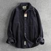 Solid Color Corduroy Vintage Shirt Men Spring Fashion Simple Basic Long Sleeve Blouse America Style Coats