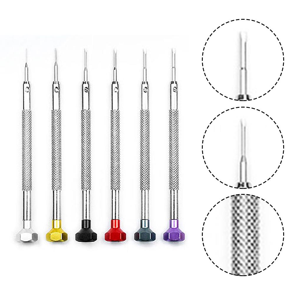 6pcs Precision Screwdriver 0.6-1.6mm Colored Slotted Screwdriver Watch Glasses Repair Hexagonal Head Screw Drivers Hand Tools