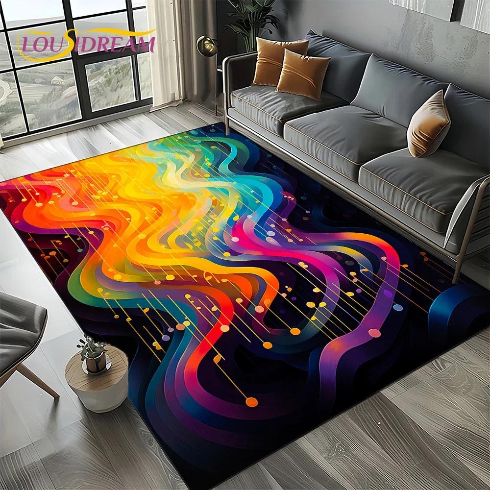 Dream Note Music Colorful Musical Score Cartoon Carpet Rug for Living Room Bedroom Home Sofa Decoration,Kid Non-slip Floor Mat