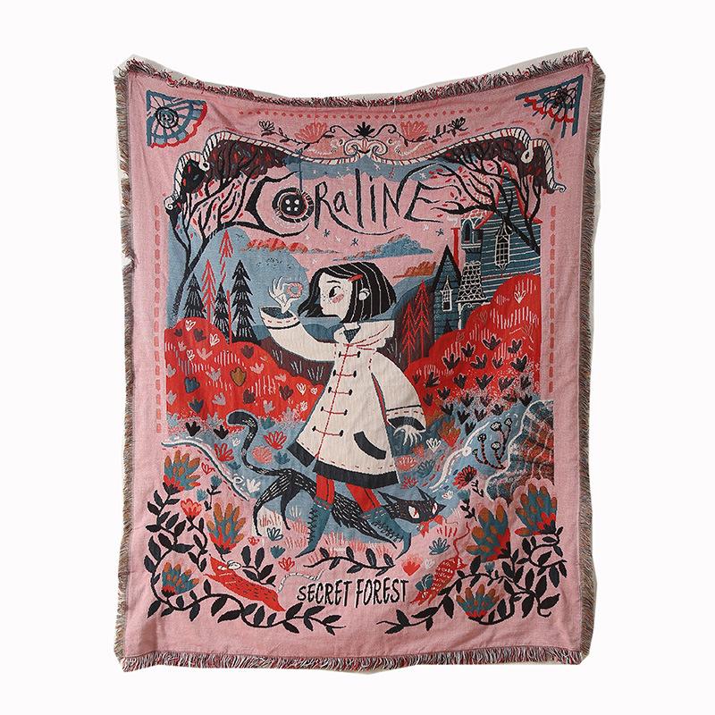 Versatile Ins-Style Line Illustration Blanket: Perfect for Camping, Casual Use, Naps, Throwing, Sofas, Picnics, and Bed Ends.