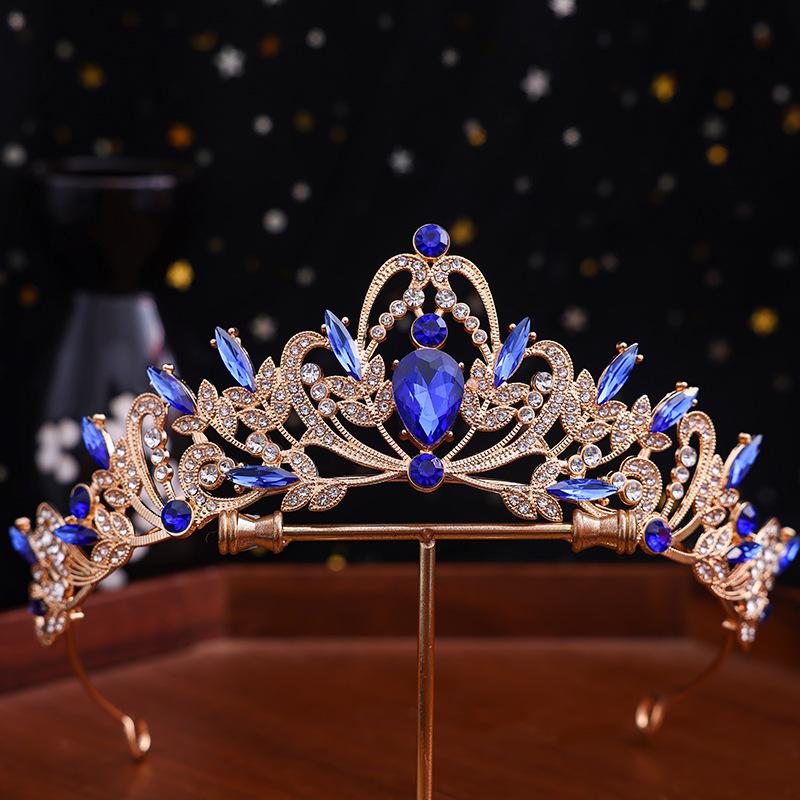 1pc Bridal Crown Tiara Alloy Black Vintage Baroque Rhinestone Crystal Wedding Dress Accessories Performance Hair Accessories