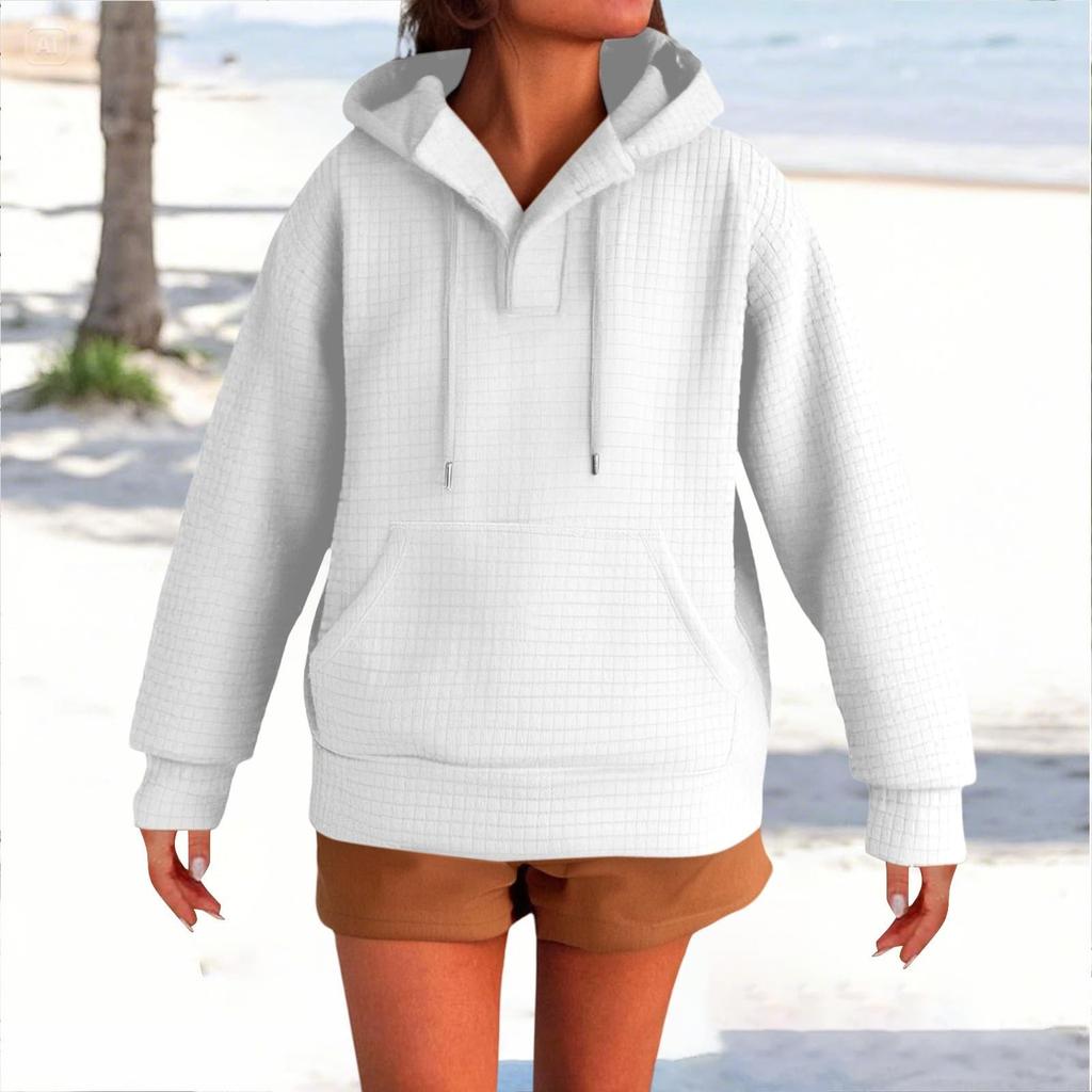 Women's Fashionable Long-sleeved Pullover And Solid-color Hooded Sweatshirt