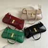 Vintage Faux Oiled Leather Flap Decor Shoulder Underarm Bag For Women Buckle Baguette Tote Bag Suitable for Dating Outing, Party