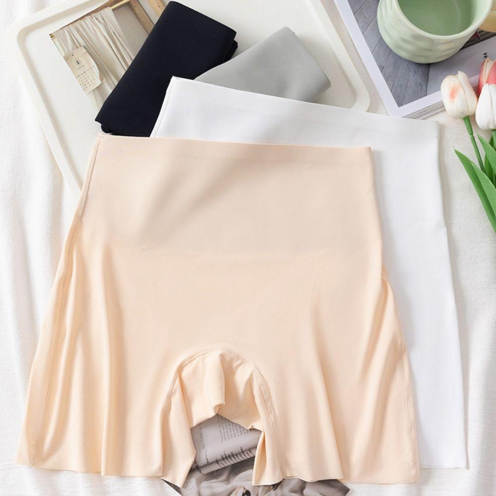 High Waist Ice Silk Safety Pants Large Size Short Leggings Simple Tummy Control Shorts Women