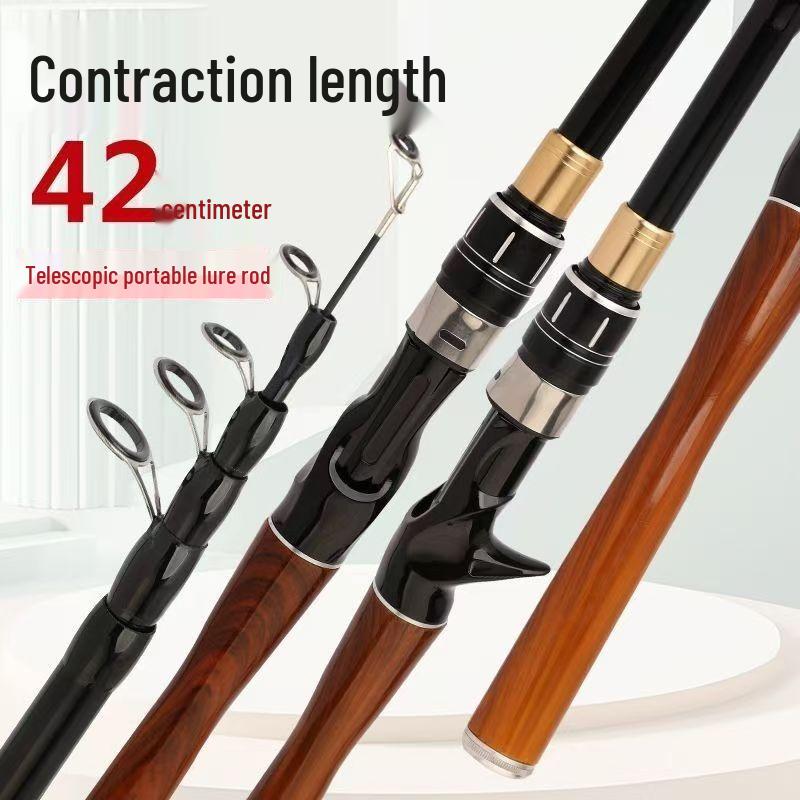 

Portable Telescopic Black Lure Casting Fishing Rod 1.6m single rod [straight handle]