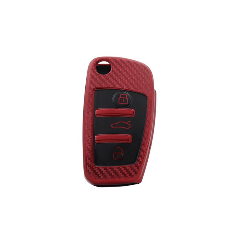 TPU Carbon Fiber Car Remote Key Cover Case Shell Key Fob for A3 A4 A5 C5 C6 8L 8P B6 B7 B8 C6 RS3 Q3 Q7 TT 8L 8V S3 Protector Holder
