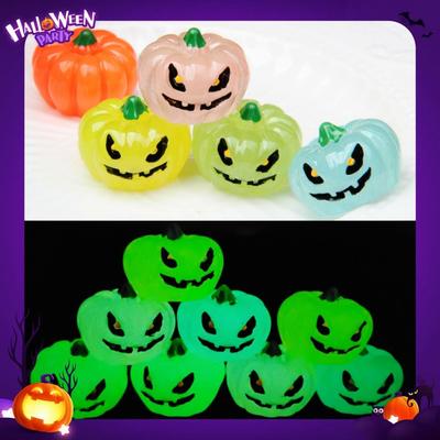 8pcs Halloween Luminous Pumpkin Figures Resin Desktop Decoration  for Patio Yard Garden