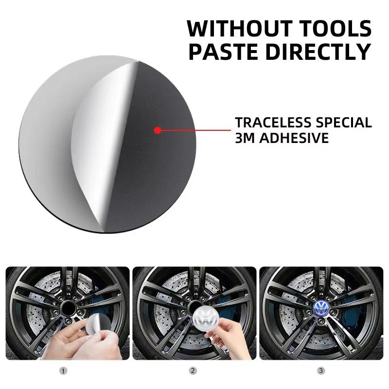 LMN1 VW Car Accessories Wheel Center Cover Stickers Hub Cap Sticker Tire Valve For VW GTI Polo Passat Golf Tiguan Jetta T-ROC Beetle