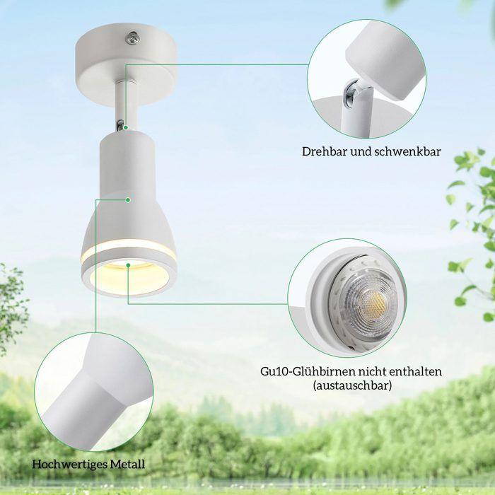 Plafonnier 1 ampoule - NETTLIFE - Spot de plafond LED 1 ampoule - Blanc - Orientable GU10 - Métal