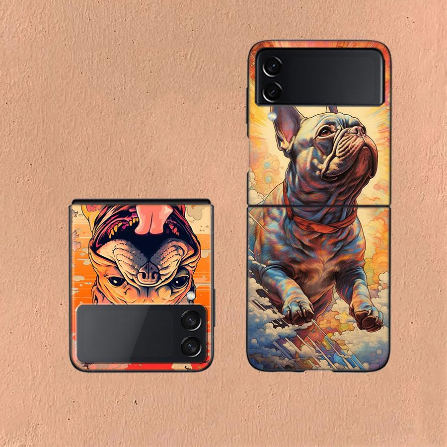 French Bulldog Dog Pug Coque For Samsung Z Flip7 6 Galaxy Case Shockproof Z Flip5 Z Flip3 4 5G Hard Cover Phone TPU PC Hard Fun