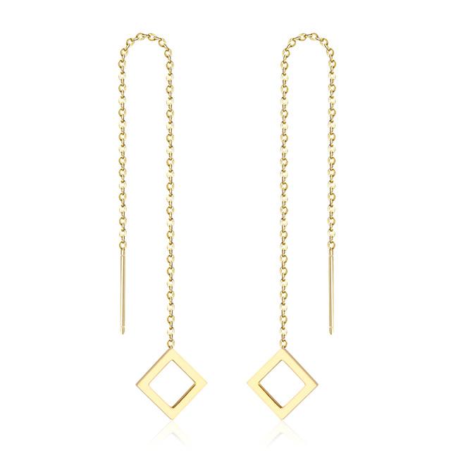 1Pairs Danles Pendants Drop Earrings Stainless Steel 18k Gold Plated Tassel Chains Long Earrings for Women Accessories Party