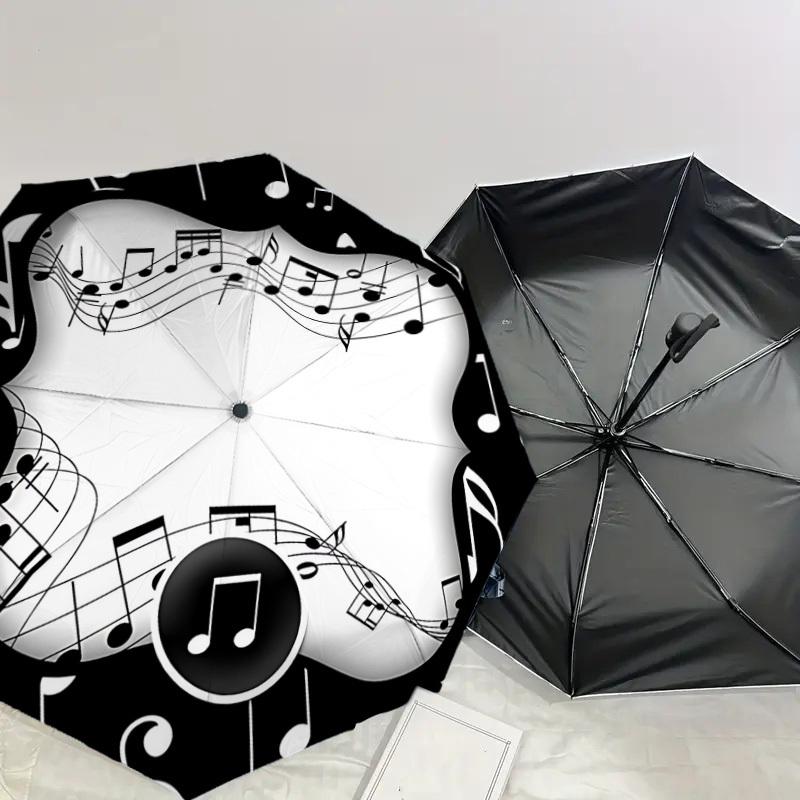 1PC Music Notes Umbrella-8-Rib Reinforced, Automatic Open, Lightweight & Durable, Cute Fashion Accessory for Outdoor-W172