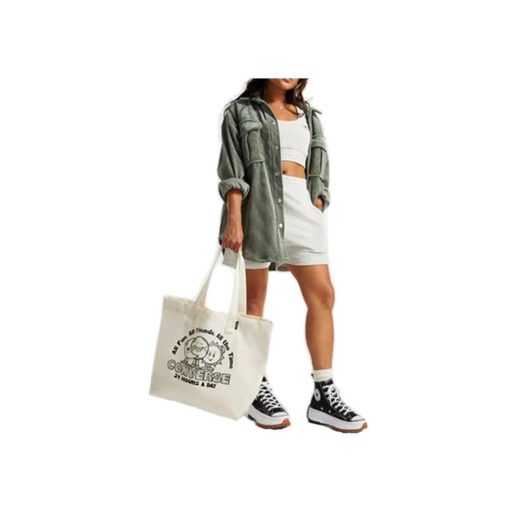 New Converse Polyester Tote Bag, Shopping Bag, Shoulder Bag, Handbag Regular Unisex Ecru 10025535-A01