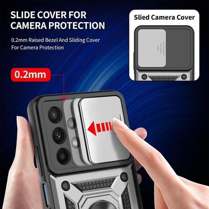 Coque pour Samsung Galaxy A23 5G - Argenté - 2 Verres Trempés - Cache Caméra - Support Vidéo