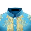 Camisa masculina primavera outono estilo étnico gola alta botões decote manga comprida pulôver tops estampa frente costas baixas camisa alta