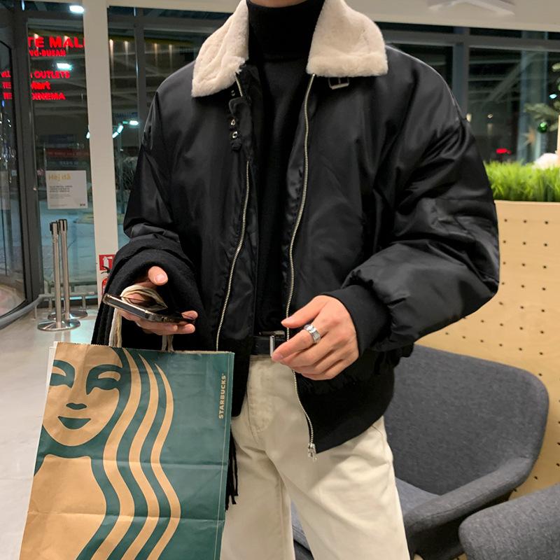 

Пальто из овечьего бархата, Мужское зимнее пальто из бархата свободного кроя в корейском стиле и хлопковая куртка 2XL