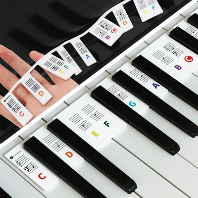 Autocolante pentru tastatură pian 88 de taste detașabile pentru muzică Decal Note Piano electronic Autocolant cu spectru de pian Simbol reutilizabil