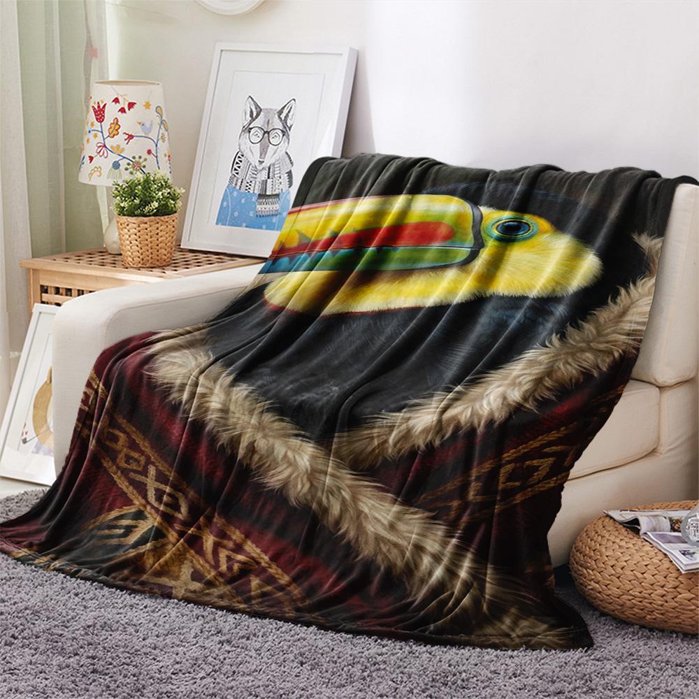 1 Stück Saisonale Tukana-Kunstdruck Flanelldecke, Hohe Qualität, Bequem für alle Jahreszeiten, Heimdekoration, Wärme und Komfort