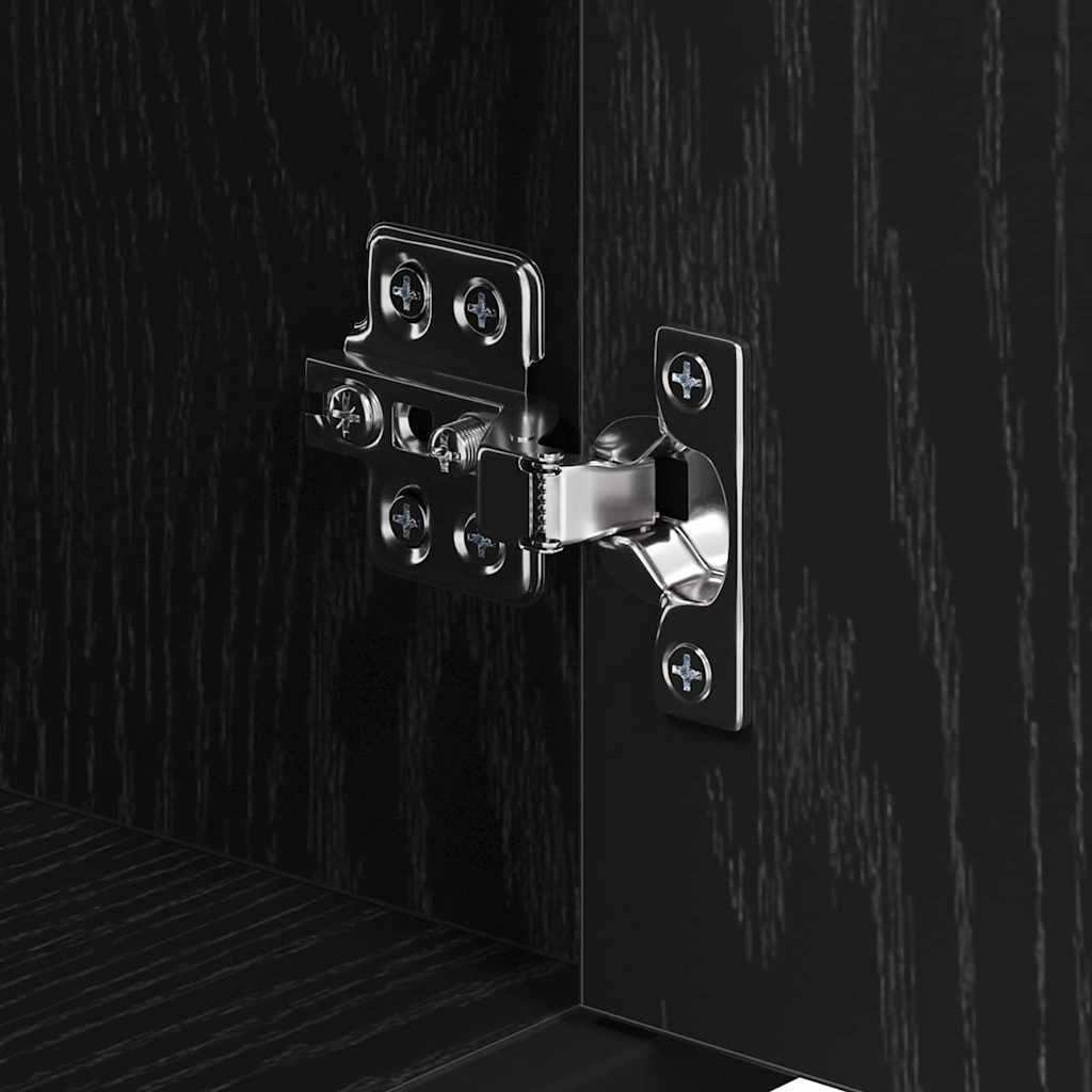 Bathroom Furniture Set 3 Pcs Black Oak Effect Particleboard