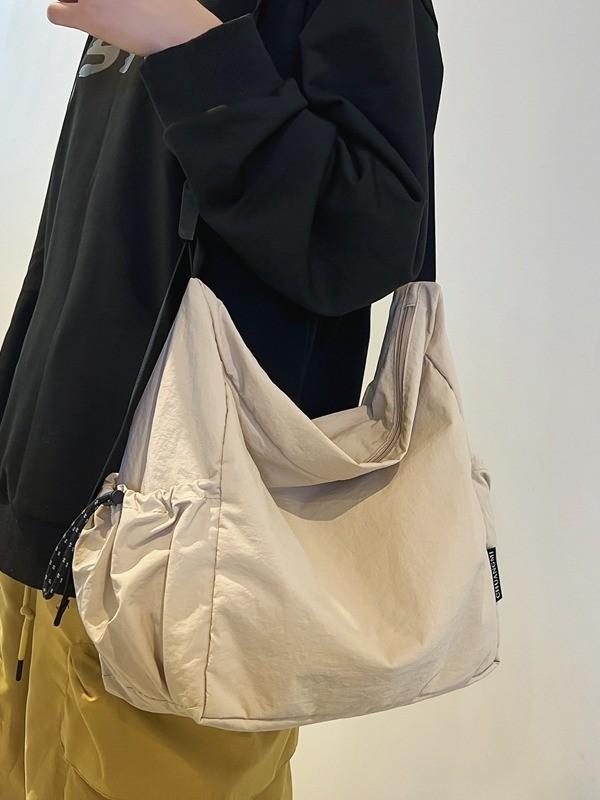 Nylon Tote Bag With Zipper Pocket For Casual Travel And Daily Use
