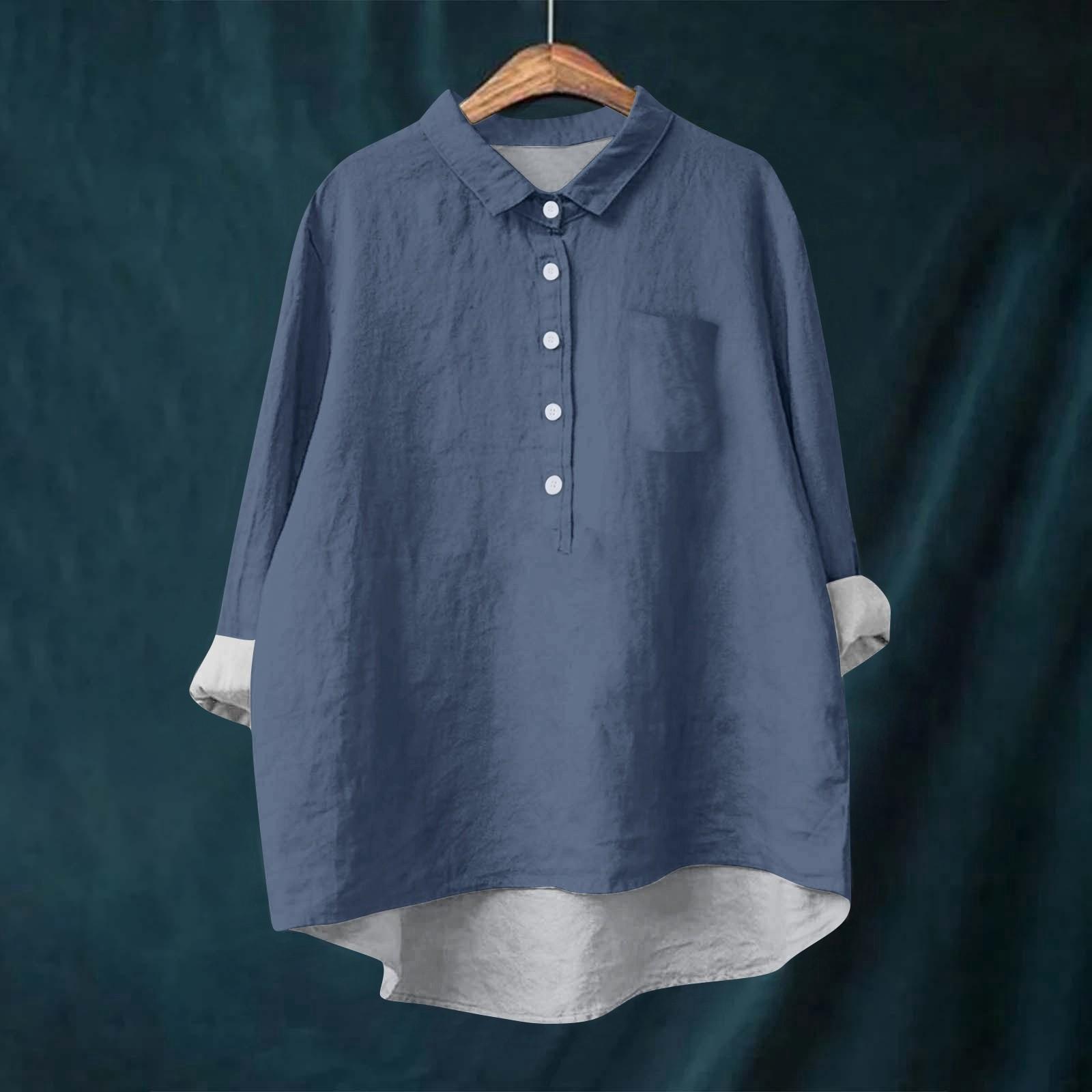 Женская рубашка-блузка с длинными рукавами и пуговицами — фото 6