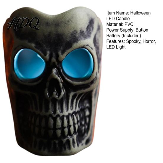 Horror Theme Room Accessories Halloween Flameless LED Candle Spooky Skull Pumpkin Fake Pillar Candles Battery Creative Gift for Lovers Operated