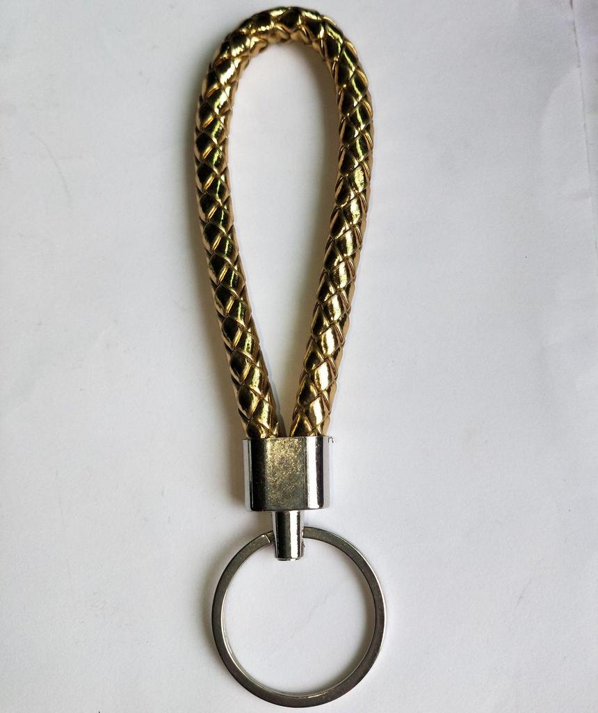 Woven Leather Cord Metal Keychain Pendant
