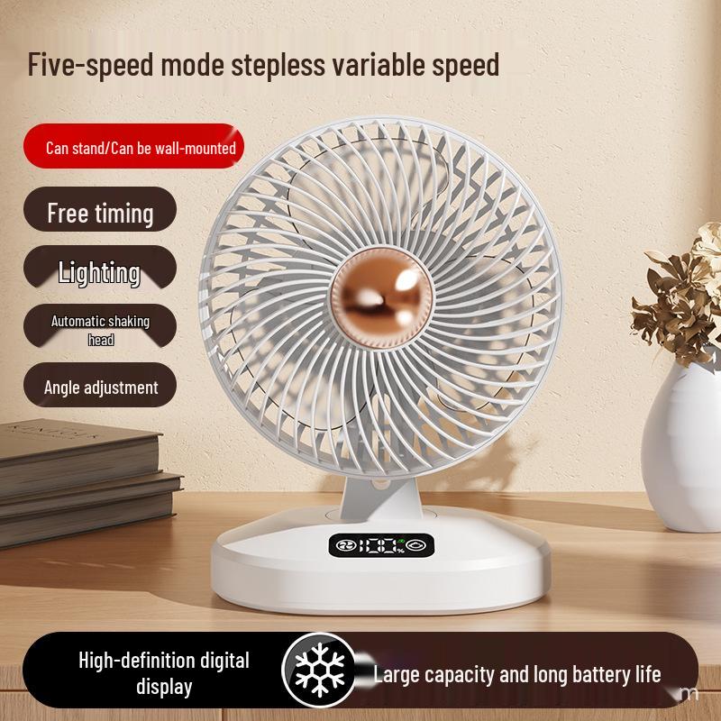 2026 Desktop Mini Electric Fan with Digital Display for Dorm Rooms
