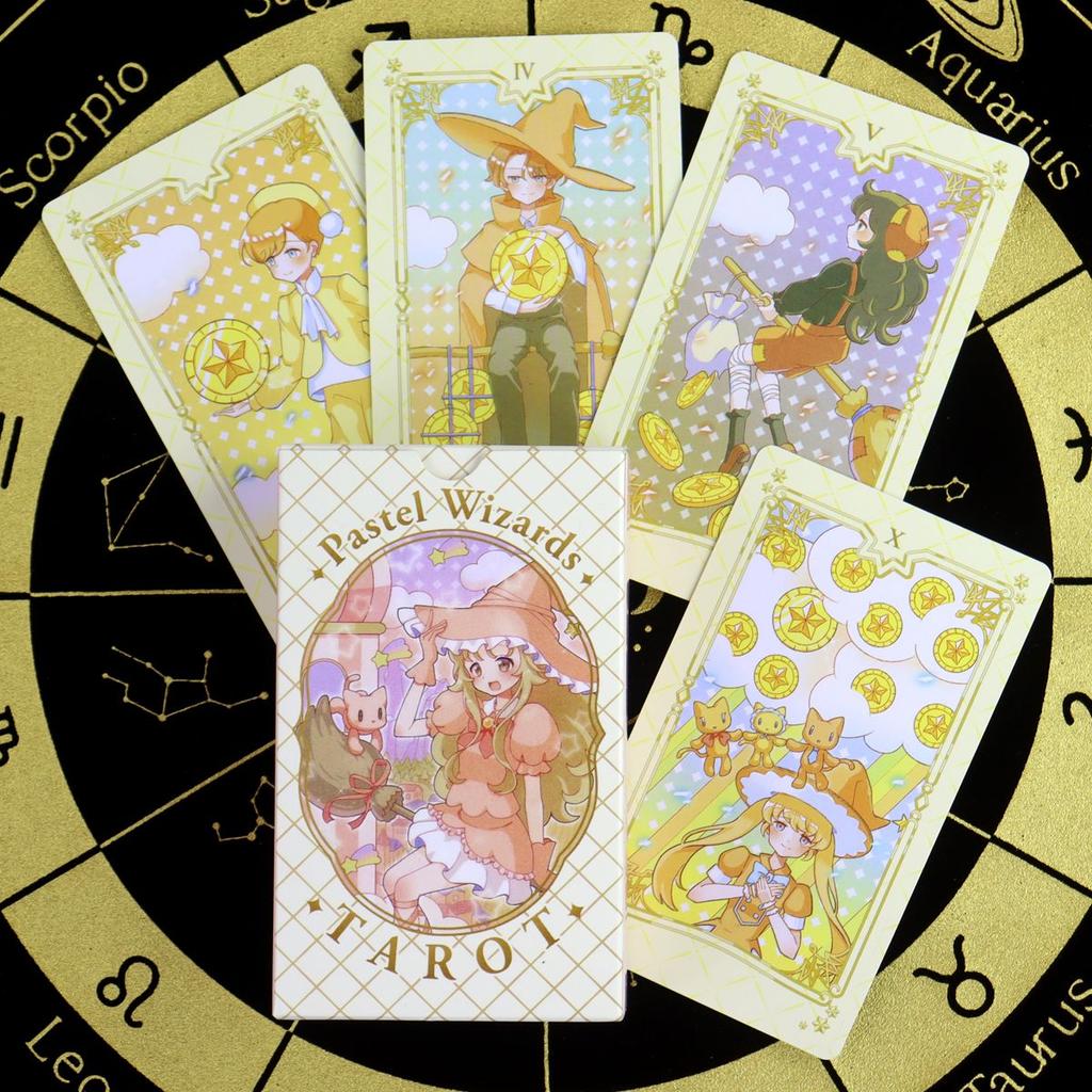 10.3*6cm Pachet Tarot Vrăjitori Pastel 78 Piese Cărți Tarot Desen Animat Anime Japonez