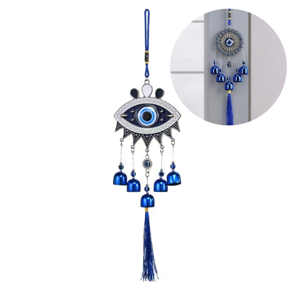 Wall Decor Feng Shui Hanging Bell Flower Plate Blue Eye Wind Chime  Courtyard Decoration