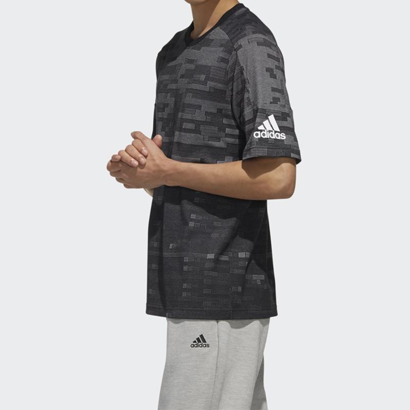 Adidas Athletic Round Neck Short Sleeve T-Shirt Men Tops Black DZ2208