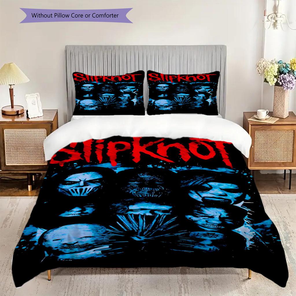 Slipknot Dark Metal Artistry Bedding (1 * duvet cover + 2 * pillowcase, without core) 2D Flat Duvet cover and pillowcase Christmas birthday gift