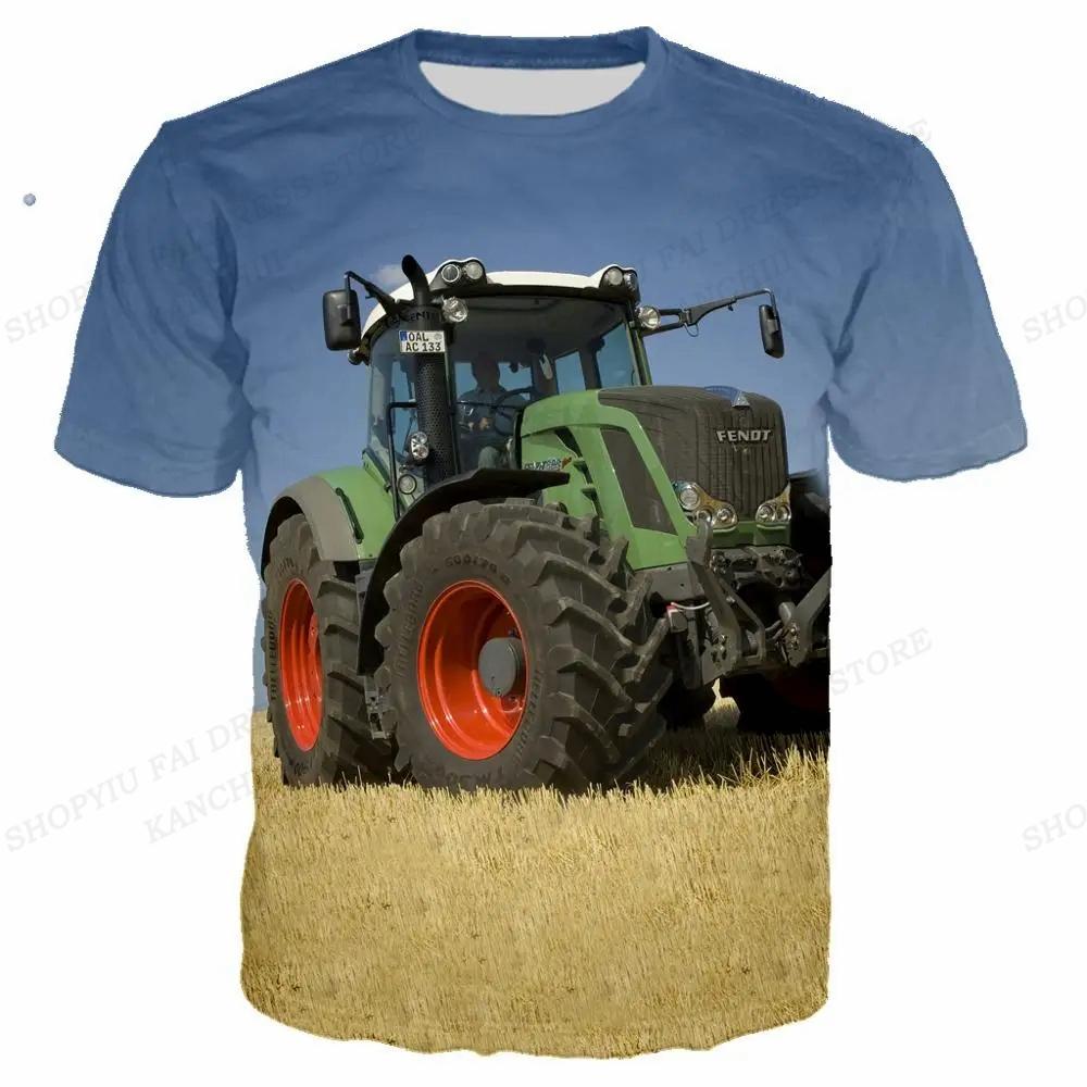 Sommer Herren T-Shirt LKW Traktor 3D Druck T-Shirt Männer Frauen Mode T-Shirt Kinder Hip Hop Oberteile Tees Traktorfahrer T-Shirt Auto