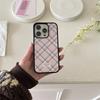 Korean ins simple pink and blue diamond pattern case suitable for iPhone 17 Pro Max, Apple 16, 15/14 film case