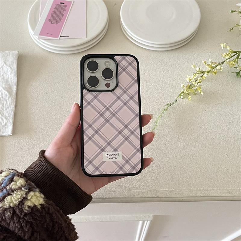 

Korean ins simple pink and blue diamond pattern case suitable for iPhone 17 Pro Max, Apple 16, 15/14 film case iPhone 17
