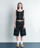 Sillot Signature Low Cut Eyelet Half Denim Pants (Black)