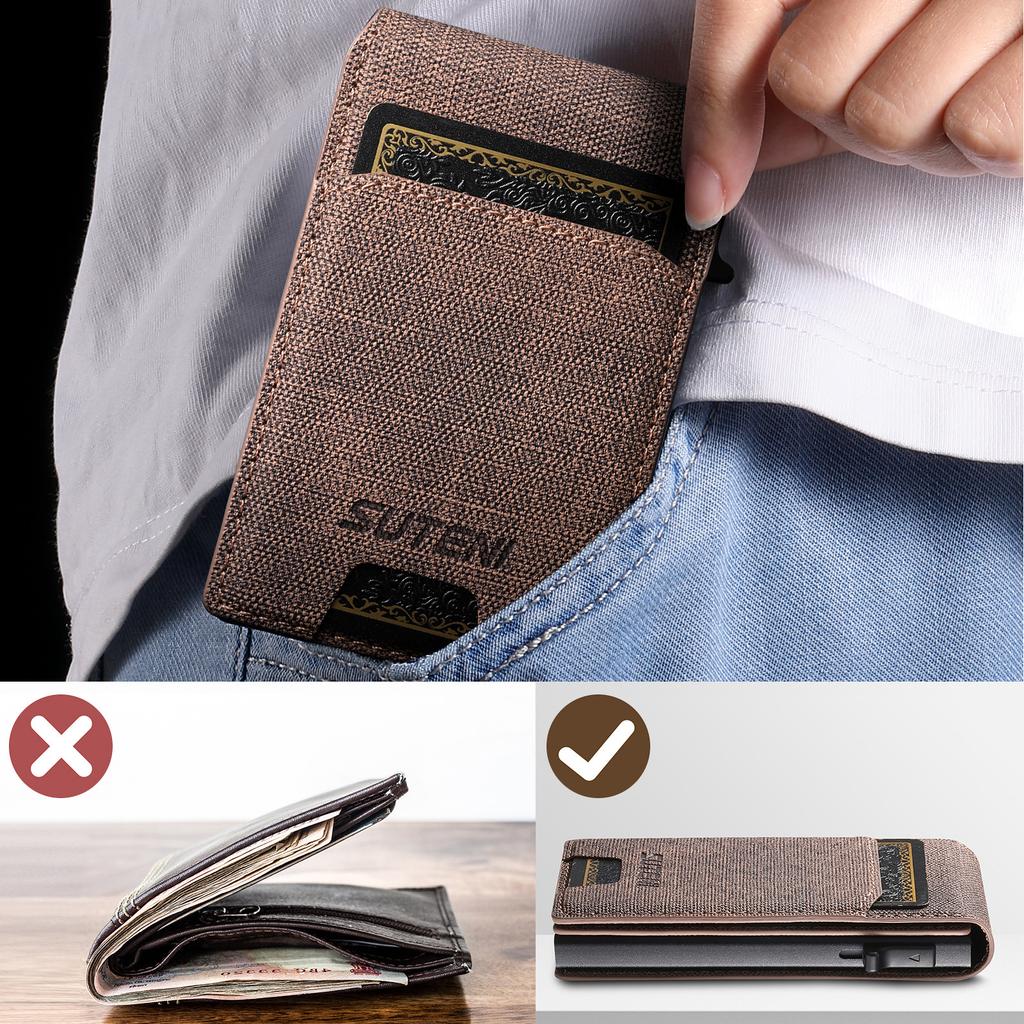 Denior Applicable Apple Android Magsafe Magnetic Mobile Phone Leather Card Holder Automatic Elastic Card Case
