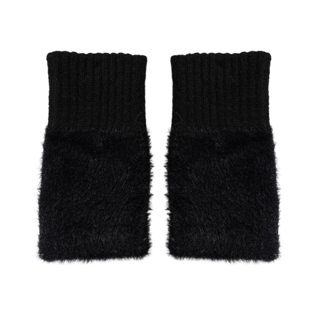 Halbfinger-Fäustlinge Winter Faux Fur Halbfingerhandschuhe für Damen Handgelenkwärmer mit Daumenloch, Flauschige Fleece-Fingerlose Handschuhe