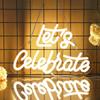 Let’s Celebrate Neon Sign, Dimmable LED Light for Wall Decor, USB Powered, Aesthetic Decoration for Home, Bar, Bistro, Club, Party Birthday Wedding