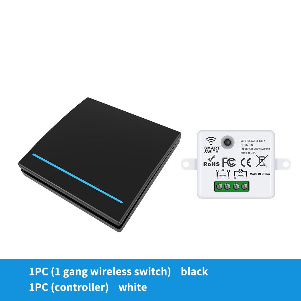 Tuya WiFi Smart Switch with Wireless Remote, Free Sticker, App Control, Timing, and Alexa Voice Compatibility.